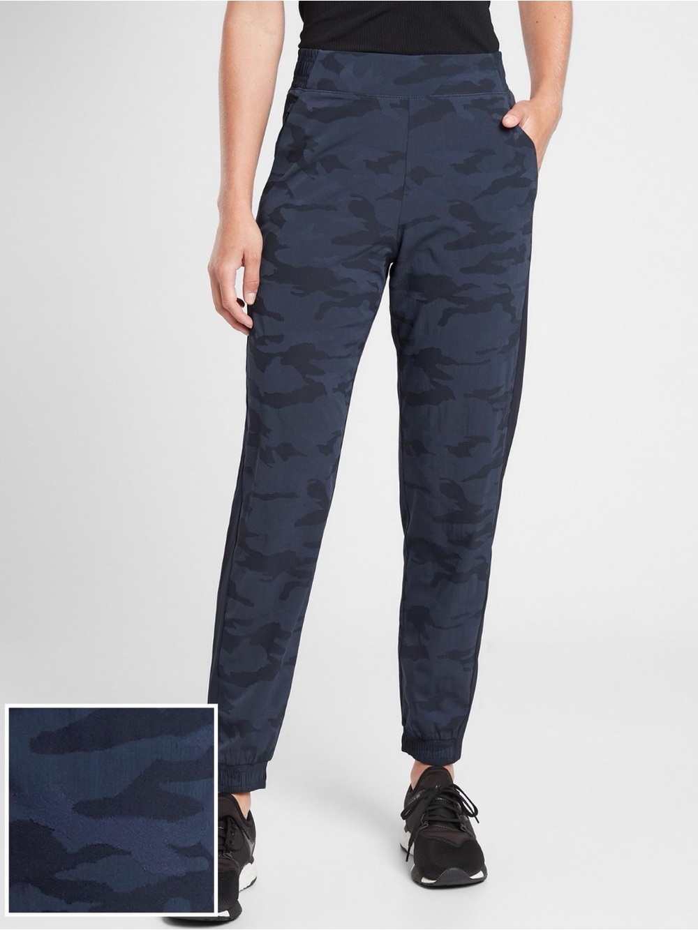 Athleta Brooklyn Ankle Camo Pants Navy Size 12 Petite 12P